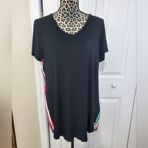 Cupio Striped Hi-Lo Short Sleeve Tunic